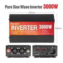 전원 인버터 12v 220v 순수 정현파 4000w 3000W 2000W 1600W 1000W 사인파 변환기 태양광 변압기, [03] 3000W EU, [01] 12V, [02] 60Hz 220V (210 230V)