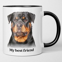 WATERMELON HEADS Touching Rottweiler 325ml 커피 머그 나의 가장 친한 친구. 로티 애호가 개 엄마 아빠를 위한 티컵 선물. 생일 기념일 USA 미