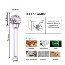 미니그라인더 1 Pcs Burring D Ball Head Miling Carving Bit Die Grinder Tungsten Rotary File Carbide Burr To, [06] 16mm