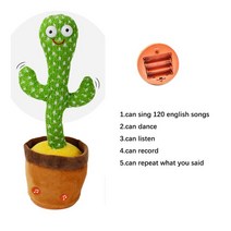 춤 선인장 120 노래 스피커 말하는 Usb 배터리 음성 반복 봉제 Cactu 댄서 장난감 토크 인형 선물, Battery Version