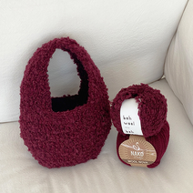 울클럽 둥둥뜨개 몽글백 DIY 패키지 + 코바늘 8호 + 부자재 + 도안, 버건디(실).코바늘8호.부자재(색상랜덤)