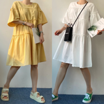 에이스토리 봄 여름 캐주얼 벌룬소매 프릴 캉캉 원피스