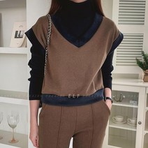 8779 (국내산) 밍크 기모 조끼 민소매 베스트 여성 브이넥 겨울 모직