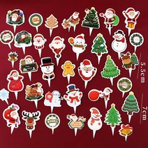 30/100 pcs 세트 크리스마스 베이킹 카드&베이킹컵 머핀컵 케이크 종이컵 디저트 종이컵 포장지 산타클로스 눈사람 엘크 가정용 베이킹 일회용 종이용기, 1포(37매), 베이킹 카드