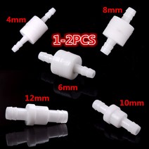 체크 밸브 역류방지 스윙 볼 1-2pcs 흰색 플라스틱 편도 인라인 연료 가스 액체 물 4mm6mm8mm10mm12mm 공기 accessoires, 2개 12mm