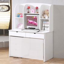 학생책상 디엘르 웨이브 1100 책장책상세트 C형, 화이트