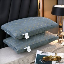 조선호텔베개 마이크로화이바 더블 G 절묘한 자수 바운스 백 베개 숏 부드러운 편안한 침실 침대 수면 5 성급 호텔 홈 성인, d02+Middle pillow