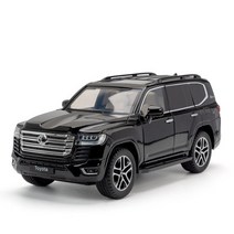 1:24 다이캐스트 차량 시뮬레이션 토요타 랜드 크루저 합금 자동차 모델 소리와 빛 금속 당겨 소년, 02 Black (No Box)