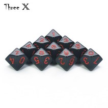 수영장 D10 주사위 세트 수학 게임 10 면 다면체 플라스틱 테이블 탑 RPG, [02] Black Red