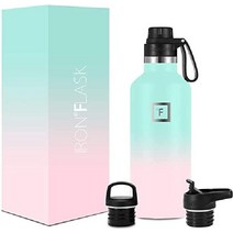 IRON FLASK 32온스 텀블러 스포츠 물병 절연 스테인리스 보온보냉(3가지뚜껑), 풍선 껌