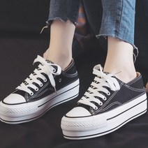 여성 키높이 봄 레오파드 운동화 5센티 단화 굽높은 블로퍼 뮬스니커즈 캠퍼스화 캔버스