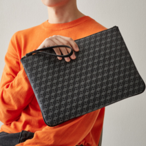 헤지스 블랙 패턴포인트 라지 클러치백