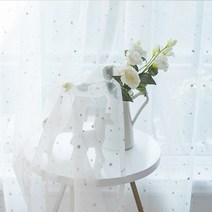 24평 34평 거실커튼 속커튼 위한 흰색 반짝이 은색 별 명주 그물 침실 위한 창 이
