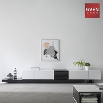 GVEN 지벤 뉴 노르마니 콘센트 유리도어 거실장 GL, 화이트, 화이트월넛