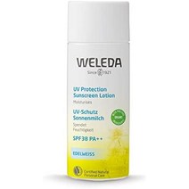 weleda 베레다 에델바이스 UV 프로텍트 50ml spf38 pa++ 선스크린 우유 전신용 민감 피부 화장 기초 비누 떨어짐 자외선 흡수제 미사용 천연 유래 성분, 90밀리리터 (x 1)