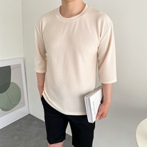 12컬러 구김없는 여름 오버핏 스판 무지 7부 반팔티셔츠