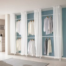 이지온행거 고정식 드레스룸 커튼행거 EO-S416 선반 인테리어 시스템 드레스룸 행거 꿀템 모음, 화이트, 옵션1)EO-S416 커튼 폭2.7-3.2m