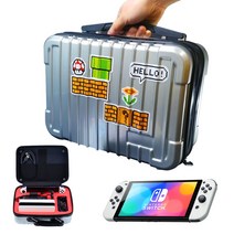 TOP 닌텐도 스위치 oled 악세사리 수납 하드 캐리어 수납 마리오 스티커 가방 케이스, 1개, 3세대블랙(BLACK)