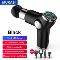mukasi professional massage gun lcd display deep muscle massager 통증 완화 바디 이완 fascial gun fitness, 블랙 LCD 디스플레이, C형 충전