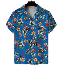 하와이안 반팔 꽃 여름 셔츠 남방 대외 무역 디지털 프린트 비치 남성