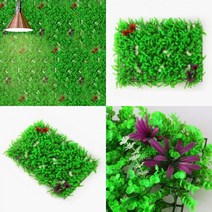 마트498 인조잔디 그린월 풀꽃 (60x40cm) 실내벽면녹화 플랜트월 조화인테리어 조화장식 벽장식 카페포토존 식물인