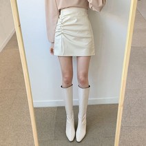 박남매 / 네트 레더 셔링디테일 미니 스커트 P000BHXN