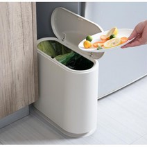 분리수거 원터치 밀폐 좁은 틈새 휴지통 10L 가정용 스텐 튼튼 냄새안나는 거실용 위생적, 1개, 화이트