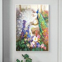 행운 공작 현관 재물운 가득 보석십자수 재료, 80x110cm