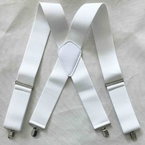 가죽 레더 멜빵 서스펜더 남성용 탄성 순수 색상 5cm 너비 X자형 브레이스 4 클립