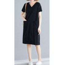 일자원피스 휴가지 20대 여름휴가룩 앞주머니 편한 원피스