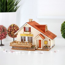퍼즐피플 3D 영공방 건축물 입체퍼즐모형, 3D목재 프로방스 카페 HO 시리즈, 1Ea