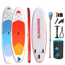 AiSunss 공기 주입식 스탠드업 패들 보드 서핑보드 3.05/3.35M 세트, 블루