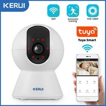 KERUI 1080P 3MP Tuya 스마트 미니 와이파이 IP 카메라 실내 무선 보안 홈 CCTV 감시 2MP 자동 추적 야간 투시경, 2MP With 64GB Card, EU 플러그