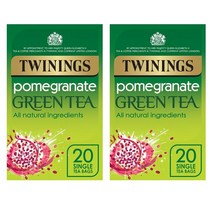 Twinings 트와이닝 그린티 녹차 석류 포메그란테 Green Tea Pomegranate 20티백입 2팩, 1세트