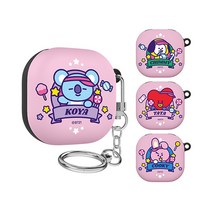 BT21 핑크 캔디샵 갤럭시 버즈2프로 버즈2 버즈라이브 호환 투명슬림 케이스 BT21키링, 치미