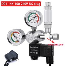 ZRDR DIY 수족관 CO2 레귤레이터 마그네틱 솔레노이드 키트 체크 밸브 물고기 어항 악세서리 조절 시스템 반응기 발전기 세트, [01] W21.8, [12] SpinXAC100240VUS