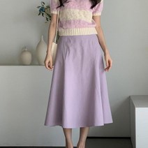 여자 얇은니트 라벤더 크롭 시보리 펀칭 반팔 카라티