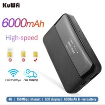LTE 라우터 공유기 Kuwfi Unlock 4G 휴대용 미니 SIM 카드 슬롯 야외 핫스팟 3G 모뎀 150mbps 무선 6000mAh 타입 C 충전기 KT SK Sim, 03=Version3