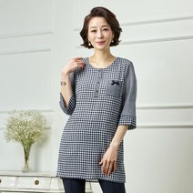 마담엘레강스 멀티체크 시어서커 블라우스 K211BL04