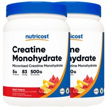 뉴트리코스트 마이크로나이즈드 크레아틴 모노하이드레이트, 500g, 2개