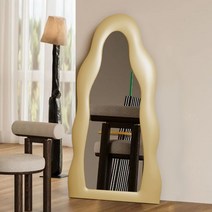 비정형거울 웨이브전신거울 카페 가정용 가게 옷 현관 침실, 기본, 베이지 80x180cm