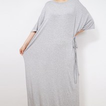 빅걸스토리 레이온 스판 실키 허리묶음 롱 반팔원피스