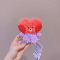 BT21 미니 봉제 인형 펜던트 키 체인 플러시 장난감 가방 액세서리 귀여운 애니메이션 만화 생일 선물, 10cm, AX