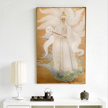 천년 구미호 보살 보석십자수 종교 탱화 큐빅 그림 만들기 도구 세트 다이아몬드 페인팅, 70x110cm