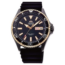 Orient 남성용 아날로그 일본 오토매틱 시계 고무 스트랩 RA-AA0005B19B 실리콘 블랙 골드 스트랩 실리콘 블랙 골드 스트랩