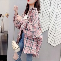여성용 루즈핏 타탄 체크 셔츠 남방 3컬러S220926001