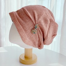 이코마켓 국산 단추 봄 여름 여성두건 린넨 여름비니 엄마 할머니 두건모자 항암두건 패션비니 중년 여성모자