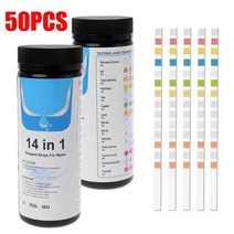 PH측정기 수분 산소 농도 50pcs bottle 14 in 1 테스트 스트립 식수 분수 수돗물 미터 분석기 용 수질, 단일옵션, 50개