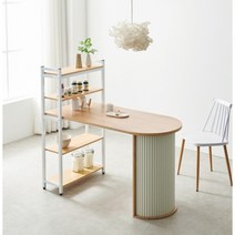 원룸 5단철제 선반수납장 반타원 식탁테이블1300 거실 콘도 리빙다이닝 4인, 02.1300_내추럴