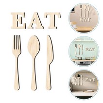 벽주방 사인 장식 나무 포크 먹고 농가 숟가락 견적 소박한 행잉 데칼 스티커 홈 거실, 03 Beige27X5.9X0.5CM